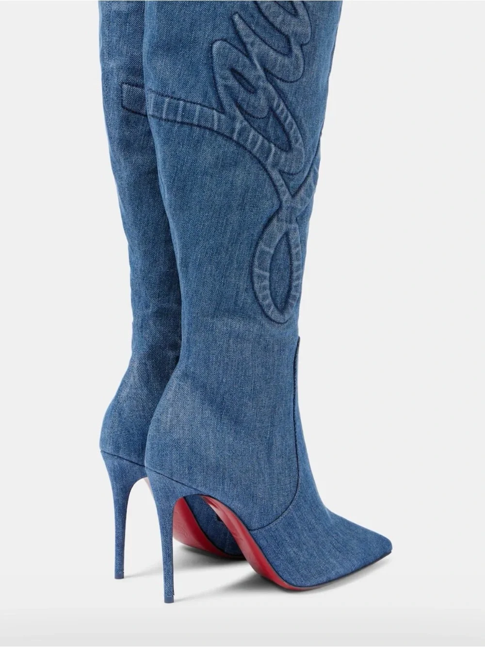 Christian Louboutin Blue Denim Over-the-Knee Stiletto Boots